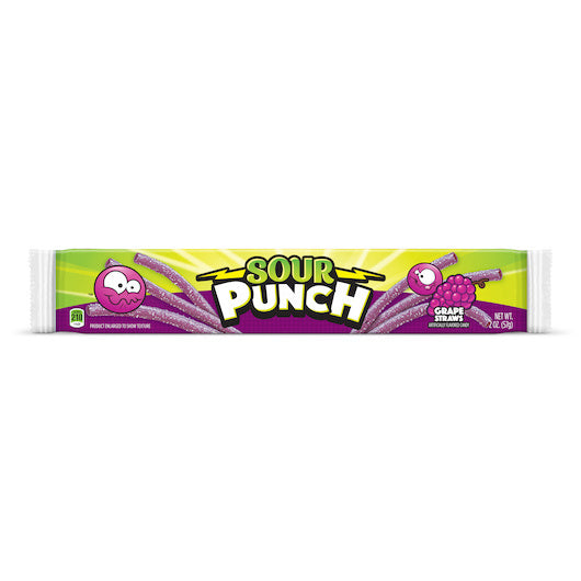 288-PACK OF Grape Straws Gummy Candy Sour Punch, 12 - 24 - 2 Oz
