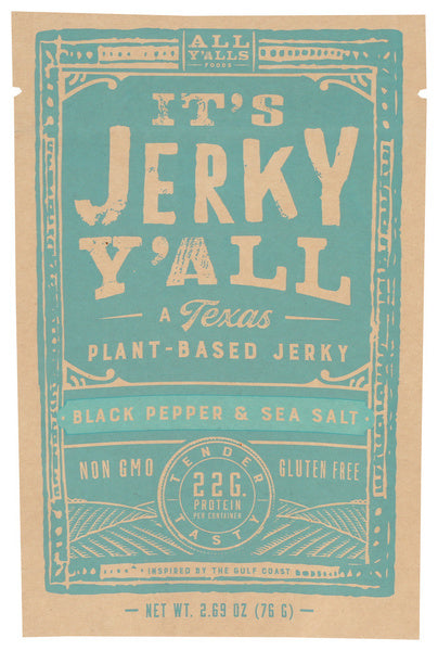6-PACK OF PLANTBASED JERKY BLACK PEPPER & SEA SALT 2.69 OUNCE - CASE OF 6
