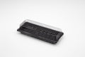 4-PACK OF Heavy Duty Container Disp 8.6x3.5x2 Black Sushi Tray w/ Clear Lid #001 400sets