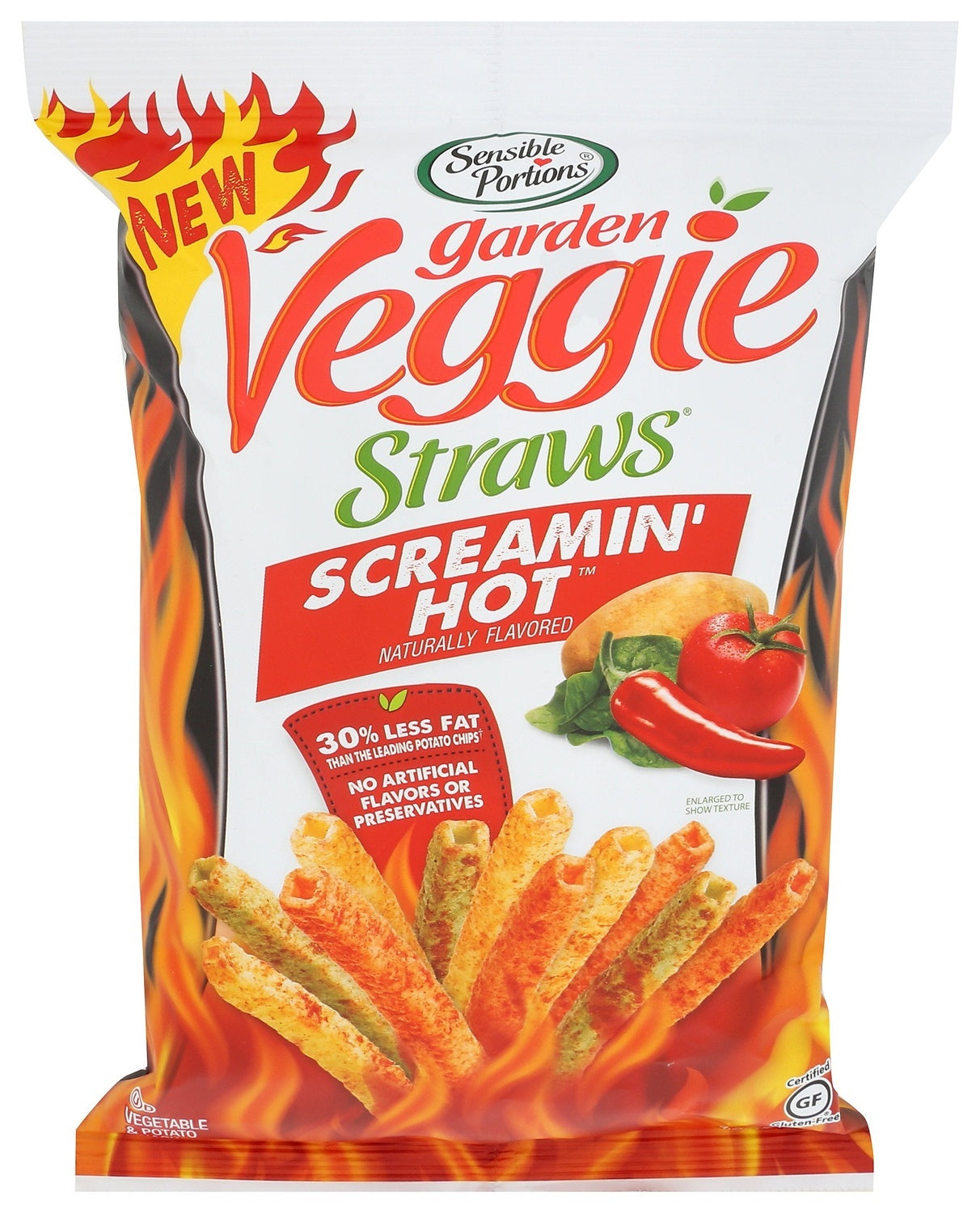 12-PACK OF SNACK VEGETABLE GARDEN VEGGIE STRAWS, SCREAMIN' HOT