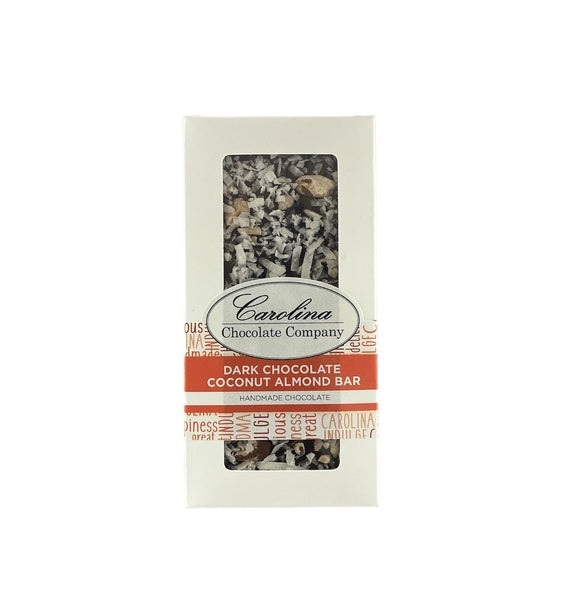 20-PACK OF Chocolate Dark Coconut Almond Bar, Carolina Chocolate Company