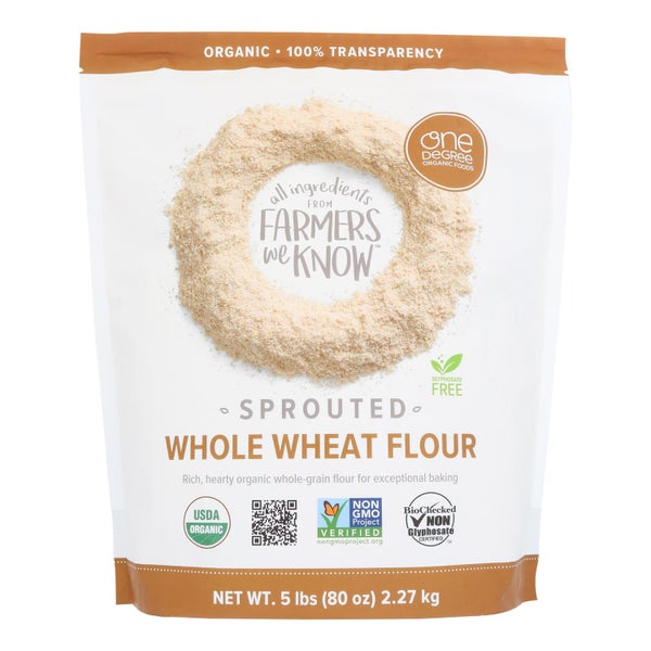 4-PACK OF Flour Organic Sprouted Whole Wheat One Degree Organic Foods 80 oz