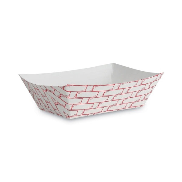 1000-PACK OF Container Food Boardwalk BWK30LAG100 Paper Food Baskets - 1 lb Capacity, Red and White (1000 Count) for Takeout and Catering