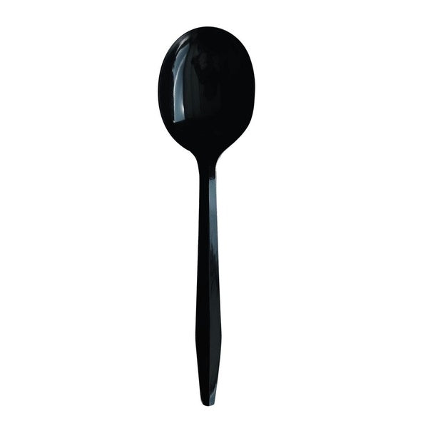 1000-PACK OF Cutlery Plastic Boardwalk BWKSOUPBLHVY Heavyweight Black Polypropylene Soup Spoons - 1000 Count for Catering and Event Dining