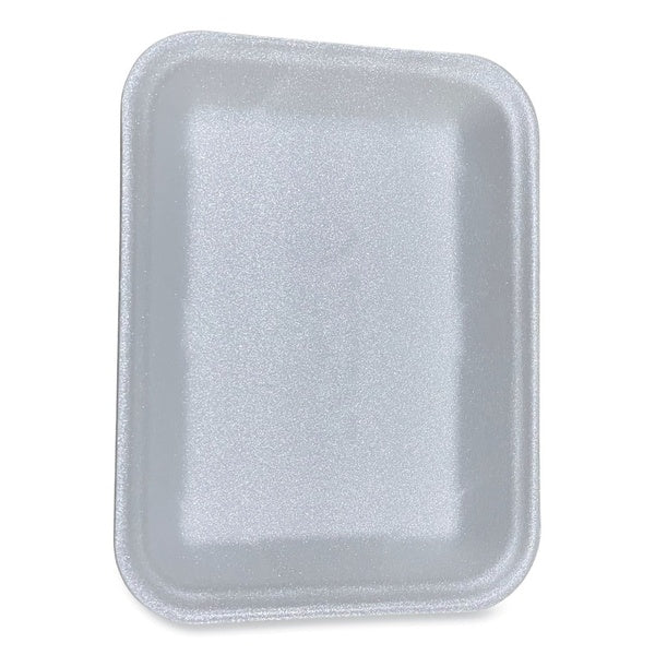 500-PACK OF Tray Foam GEN 4DWH White Foam Meat Trays - 9.47 in. x 7.12 in. x 1.32 in. - 500 Count Carton for Efficient Food Packaging