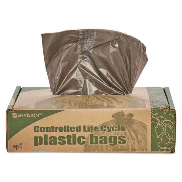 60-PACK OF Eco-Friendly Stout Controlled Life-Cycle Plastic Trash Bags by Envision - 30 in. x 36 in. - 30-Gallon Capacity - 0.8 mil Thickness - Brown (60 Bags per Box)