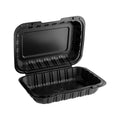 200-PACK OF 9 x 6 x 3 MFPP 1 Compartment Hinged Take Out Container - Black