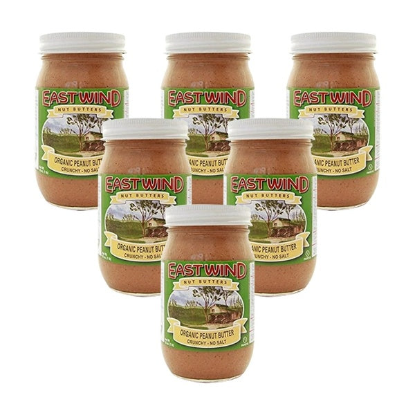 6-PACK OF Peanut Butter Crunchy No Salt East Wind 16 oz