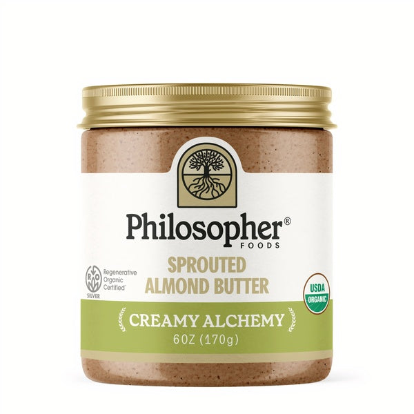 6-PACK OF Almond Butter Sprouted Creamy Alchemy 6oz, Philosopher Foods