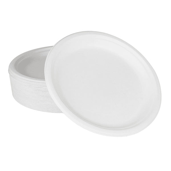 500-PACK OF Plate Round Karat Earth 10'' Molded Fiber Round Plates, PFAS Free, White - 500 pcs