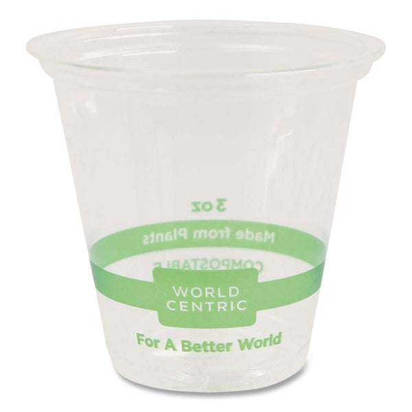 2500-PACK OF Cup Plad World Centric 3 oz Compostable Clear Cold Cups - Eco-Friendly PLA Plastic (2500 Cups per Carton)