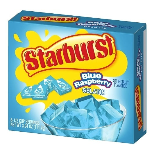 12-PACK OF Blue Raspberry Flavored Gelatin Mix Starburst, 12 - 3.94 Oz