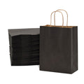 100-PACK OF Bag Paper 8x4x10 Inch 100 Count Black 120 GSM Small Prime Line Packaging Kraft Paper Bags with Handles, Shopping Bags for Small Business, Restaurant, Retail, Delivery, in Bulk