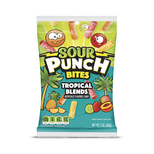 12-PACK OF Tropical Bites Sour Punch, 12 - 5 Oz