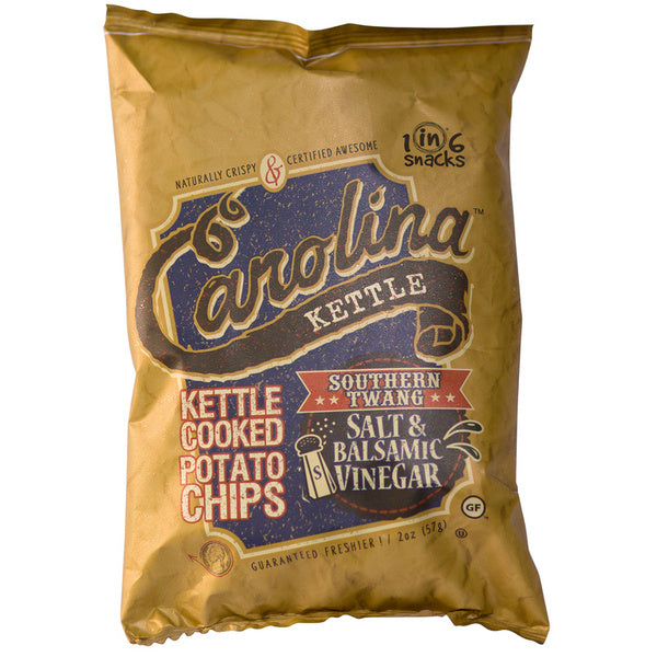 20-PACK OF Chip Potato Kettle Cooked, Southern Twang Salt & Balsamic Vinegar, 1in6 Snacks