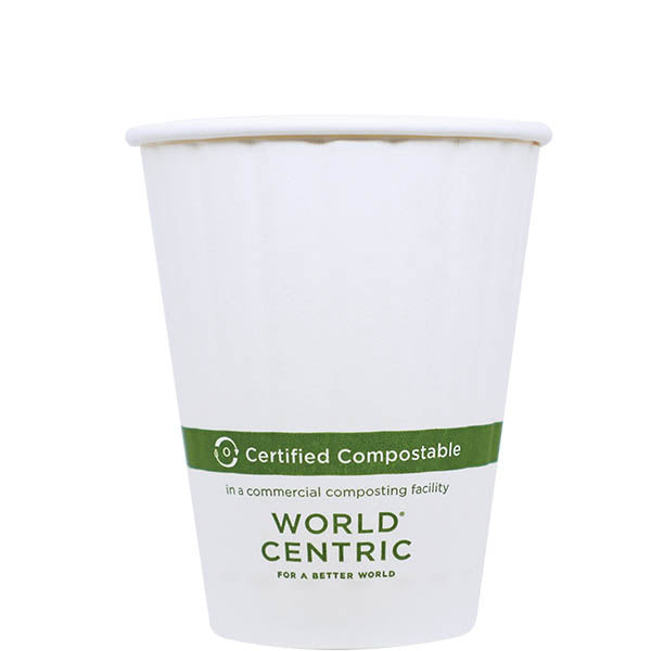 1000-PACK OF CUP HOT 8 oz Double Wall Insulated World Centric Compostable Paper Coffee Cups | 1000 count