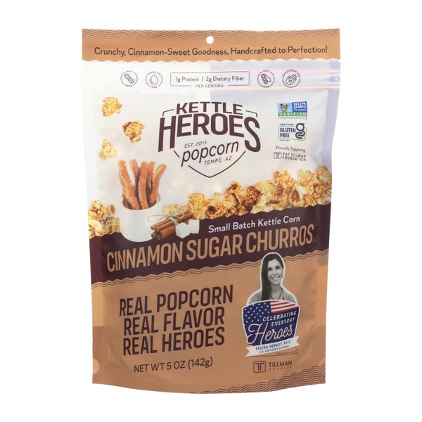 6-PACK OF Popcorn Kettle Cinnamon Sugar Churros, Kettle Heroes Popcorn