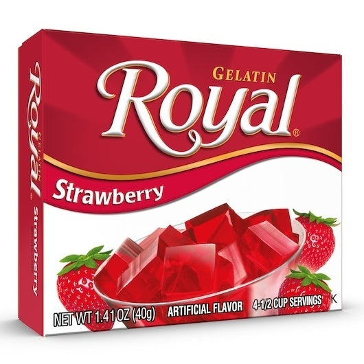 12-PACK OF Strawberry Flavored Gelatin Mix Royal, 12 - 1.41 Oz