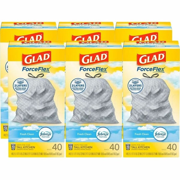 6-PACK OF TRASH LINER DRAWSTRING BAGS - 240 BAGS