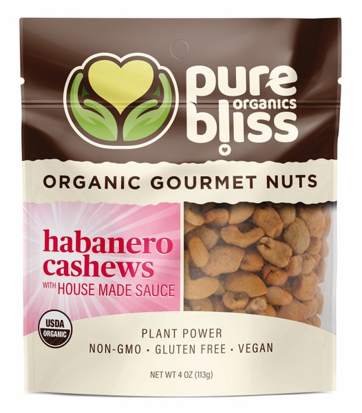 6-PACK OF Organic Cashews Habanero, Pure Bliss Organics