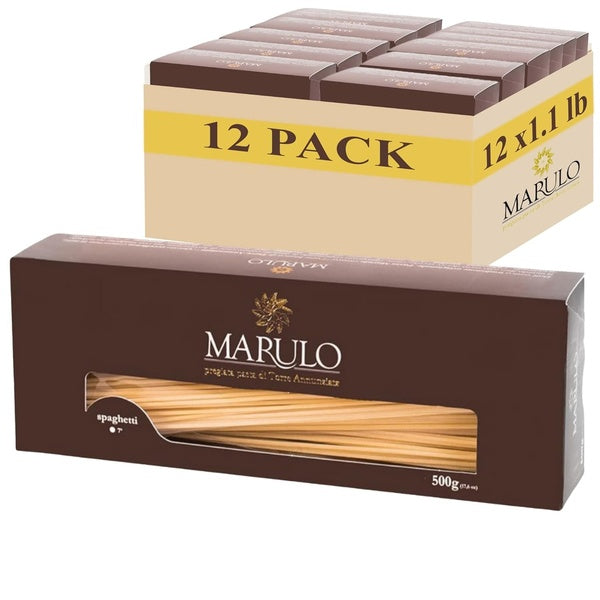 12-PACK OF Marulo, Spaghetti Pasta, Artisan Bronze Die-Cut Pasta, 12 Pack x 1.1 lb