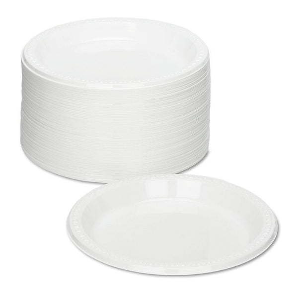 500-PACK OF Plate Plastic Tablemate 9644WH 9-Inch Diameter White Plastic Dinner Plates - Perfect for Office and Events (500 Count)