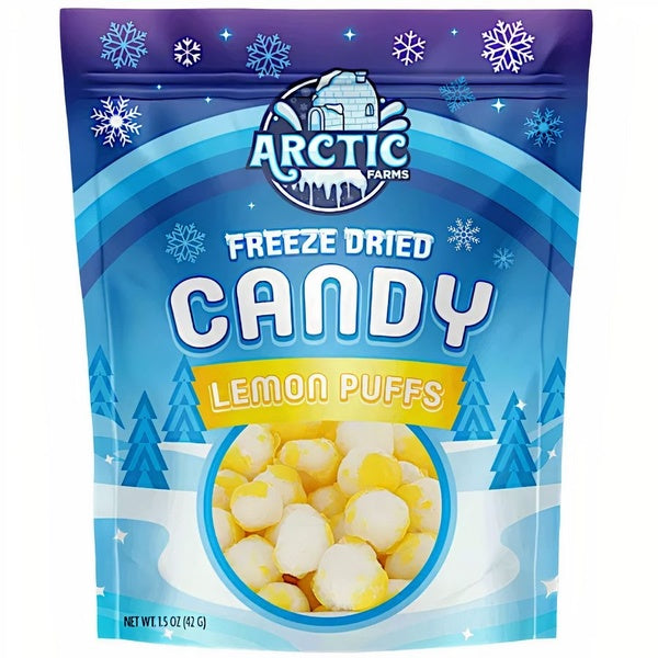 12-PACK OF Candy Freeze Dried Lemon Puffs Candy (Small Bag), Arctic Farms