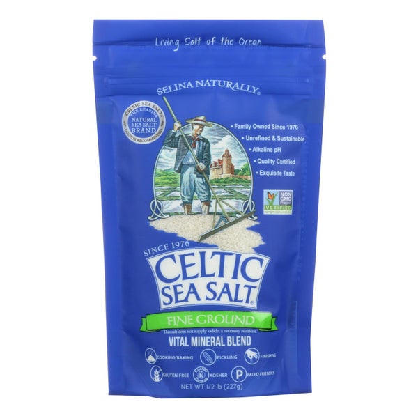 6-PACK OF Salt Fine Ground Resealable Bag Celtic Sea Salt .5 lb