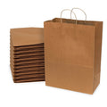 50-PACK OF Bag Paper 13x7x17 Inch 50 Count Brown 120 GSM Large & Tall Prime Line Packaging Kraft Paper Bags with Handles, Shopping Bags for Small Business, Restaurant, Retail, Delivery, in Bulk