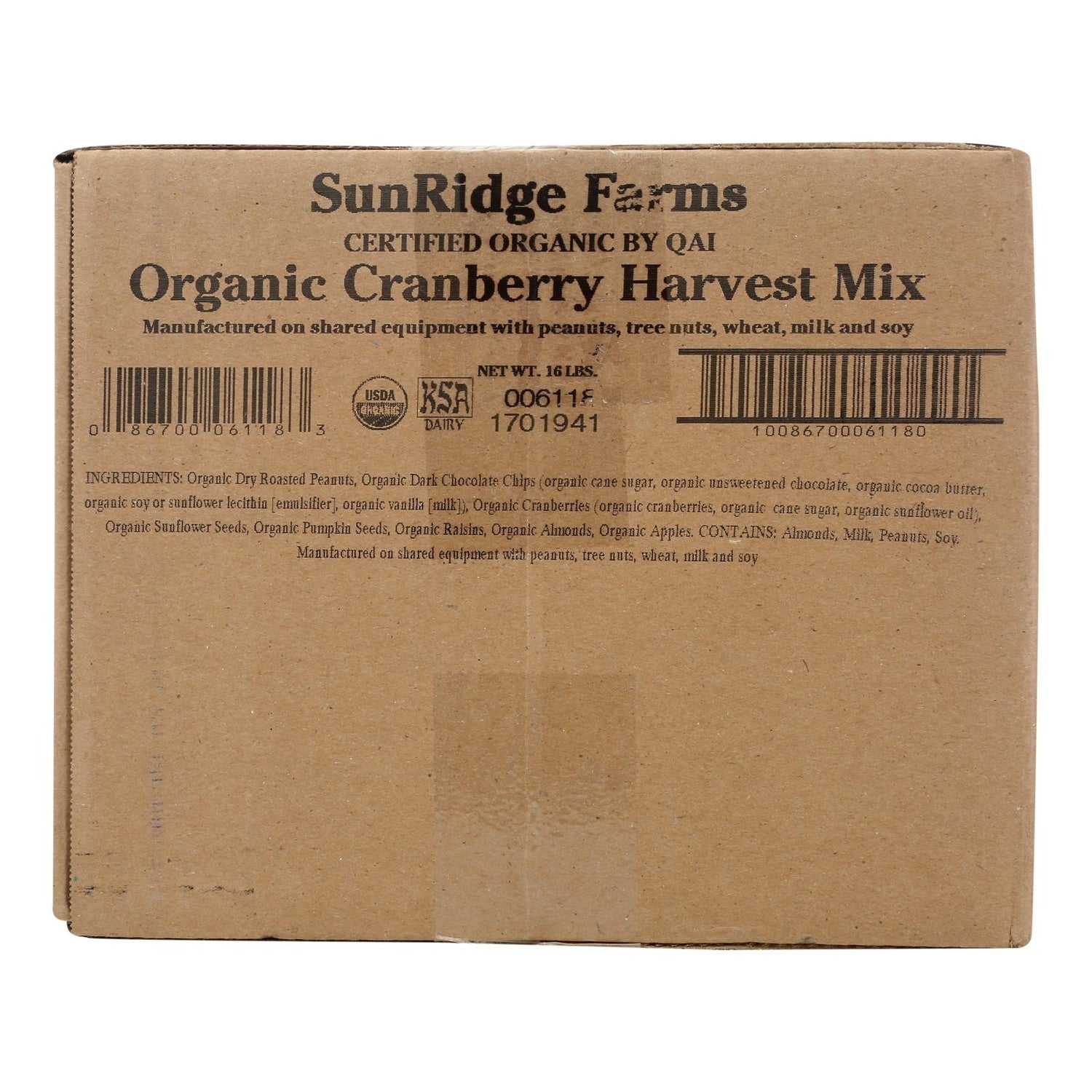 16-PACK OF SNACK MIX ORGANIC CRANBERRY HARVEST MIX