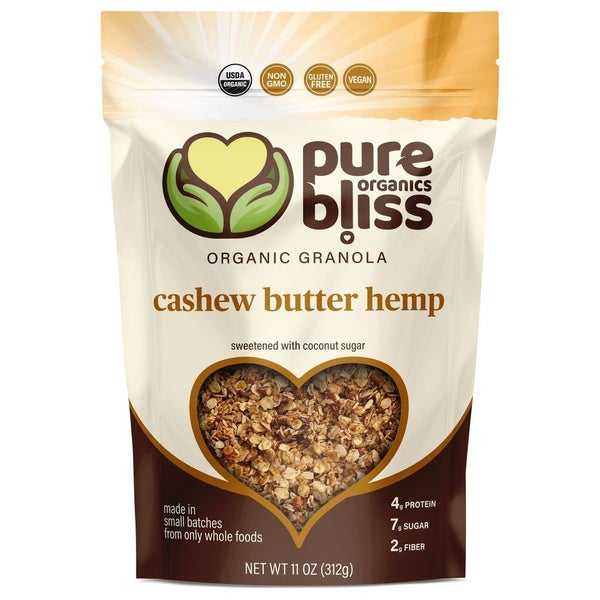 6-PACK OF Organic Granola Cashew Butter Hemp, Pure Bliss Organics