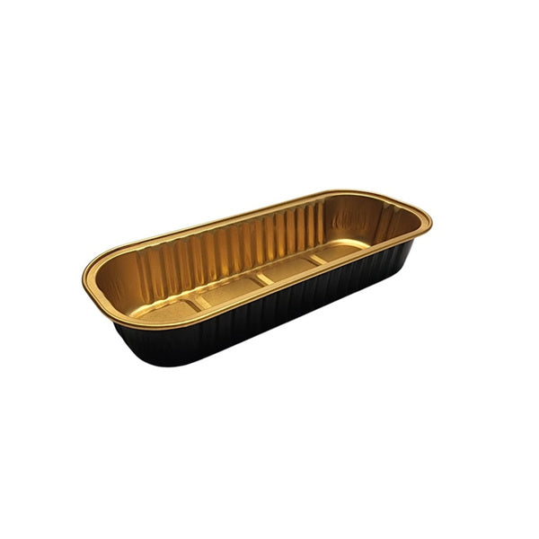 1000-PACK OF Rectangular Colored Dessert Tin - Black and Gold