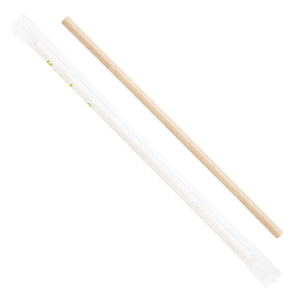 2000-PACK OF Straw Wrapped Karat Earth 7.75" Paper Jumbo Straw Paper Wrapped, Kraft - 2,000 pcs
