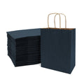 50-PACK OF Bag Paper 8x4x10 Inch 50 Count Navy Blue 120 GSM Small Prime Line Packaging Kraft Paper Bags with Handles, Shopping Bags for Small Business, Restaurant, Retail, Delivery, in Bulk