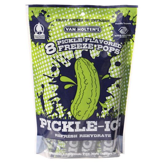 6-PACK OF Pickle-Ice Pickle Flavored Freeze Pop Van Holten Pickles, 6 - 16 Fo