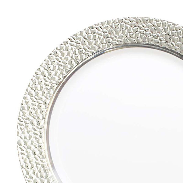 12-PACK OF Plate Dinner 10.25" White Silver Rim