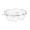 168-PACK OF Safe-T-Fresh 7" Round Tamper Evident & Tamper Resistant 3 Compartment Clamshell Tub, 20 oz