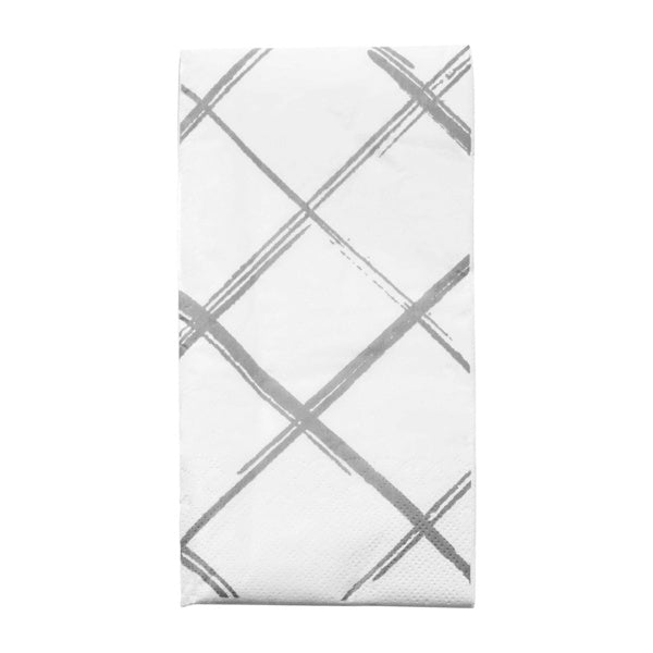 12-PACK OF Napkin Dinner Silver Diamond Design