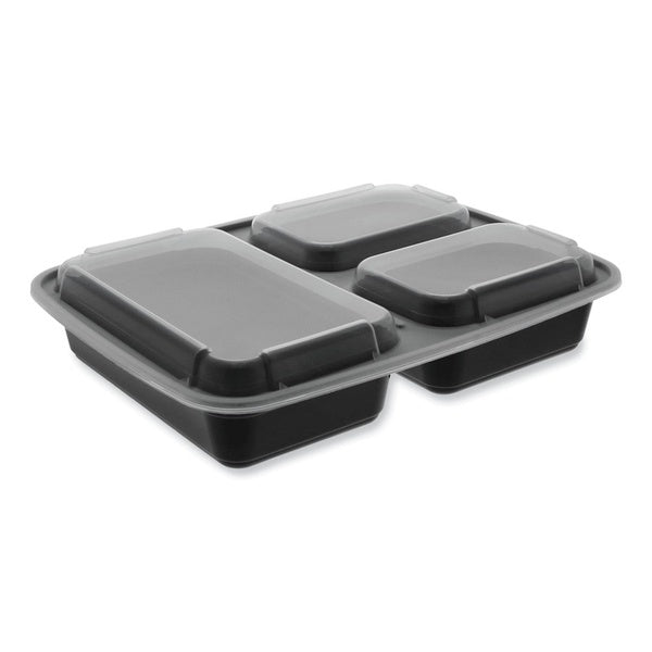 150-PACK OF Container Plas Pactiv Corp. NC333B Newspring DELItainer 32 oz Microwavable Plastic Container - Black and Clear - 150 Count