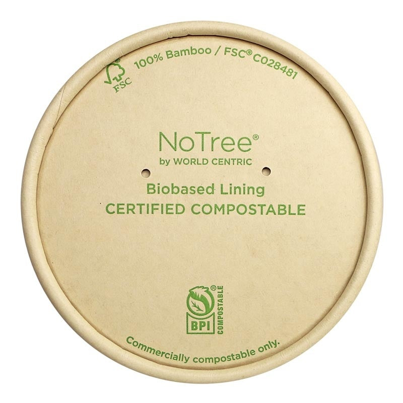 500-PACK OF BOWL CMPSTBL World Centric Lids for 12-16oz Tall NoTree Paper Bowls | 500 count