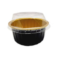 2000-PACK OF 4.5 oz. Colored Aluminum Dessert Cup w/ Plastic Diamond Lid - Black and Gold