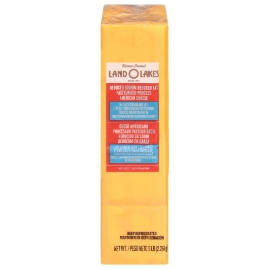 4-PACK OF 50% Reduced Sodium, 50% Reduced Fat Yellow American Cheese Slices Land O Lakes, 4 - 5 Lb