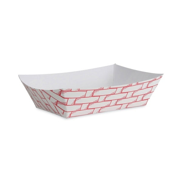 1000-PACK OF Container Paper Boardwalk BWK30LAG200 Red and White Paper Food Baskets - 2 lbs Capacity (1000 Count) for Restaurants and Events