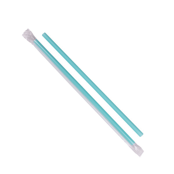 2500-PACK OF Straw Wrapped Karat 2,500 ct Giant Straws | Individually Wrapped | Aqua (0.31" x 9")