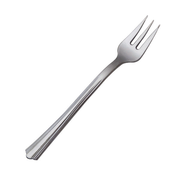 8-PACK OF FORK PLAS SILVER 4.2" TASTING
