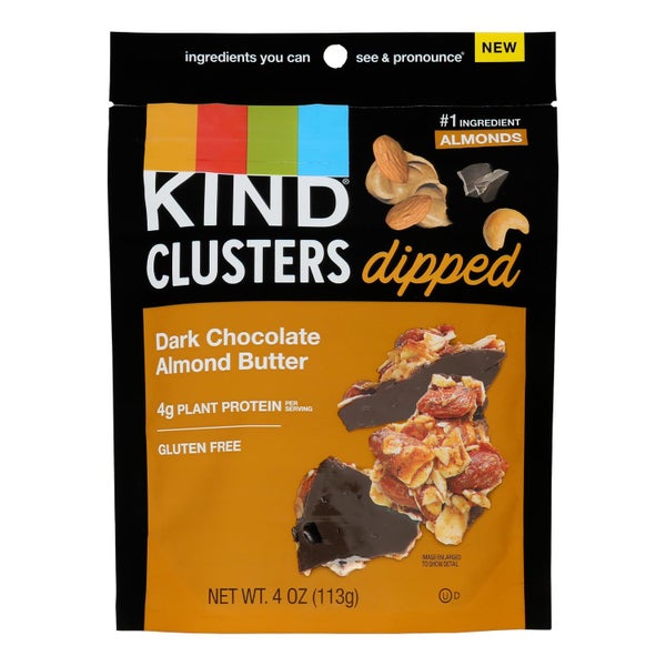 8-PACK OF Snack Cluster Dip Dark Chocolate Almond Butter Kind 4 oz