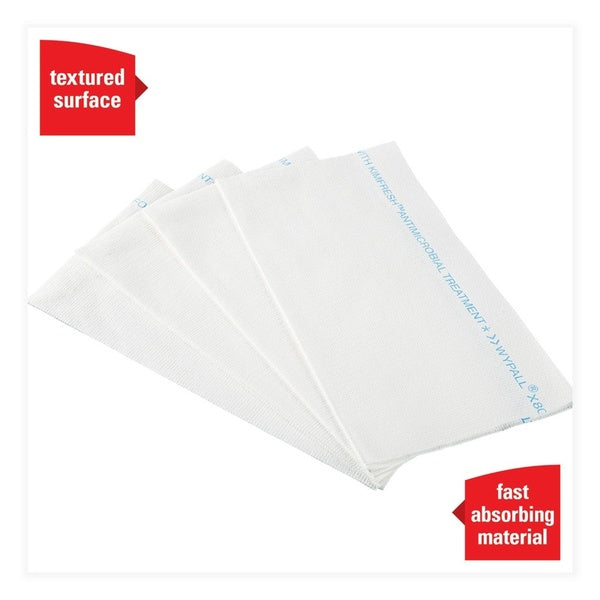 150-PACK OF Towel Wypall WypAll 6280 X80 Antimicrobial Hydroknit Foodservice Towels - 12" x 23.4" Unscented White/Blue Stripe (150 Towels per Carton)