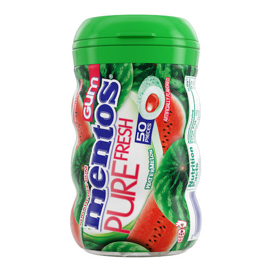 36-PACK OF Sugar Free Pure Fresh Gum Watermelon Curvy Bottle Mentos Candy, 6 - 6 - 50 Pc