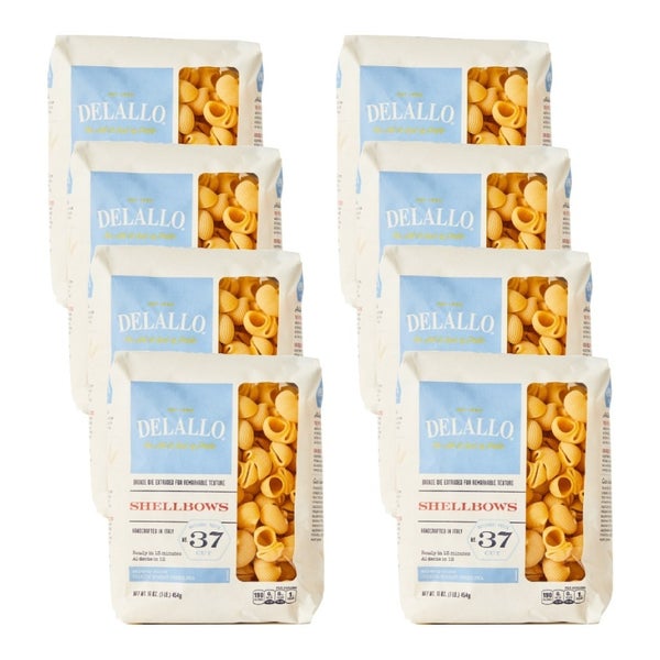 8-PACK OF Pasta Elbow Shellbows Delallo 16 oz
