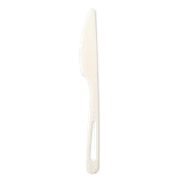 1000-PACK OF World Centric KNPS6 6.7 in. TPLA Compostable Cutlery Knife - White (1000/Carton)